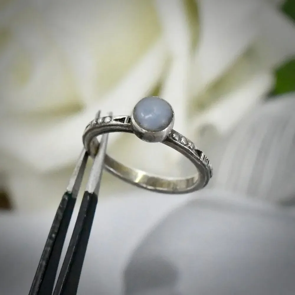 PB 925 Sterling Silver Pale Blue Cabochon Southwestern Artisan Ring